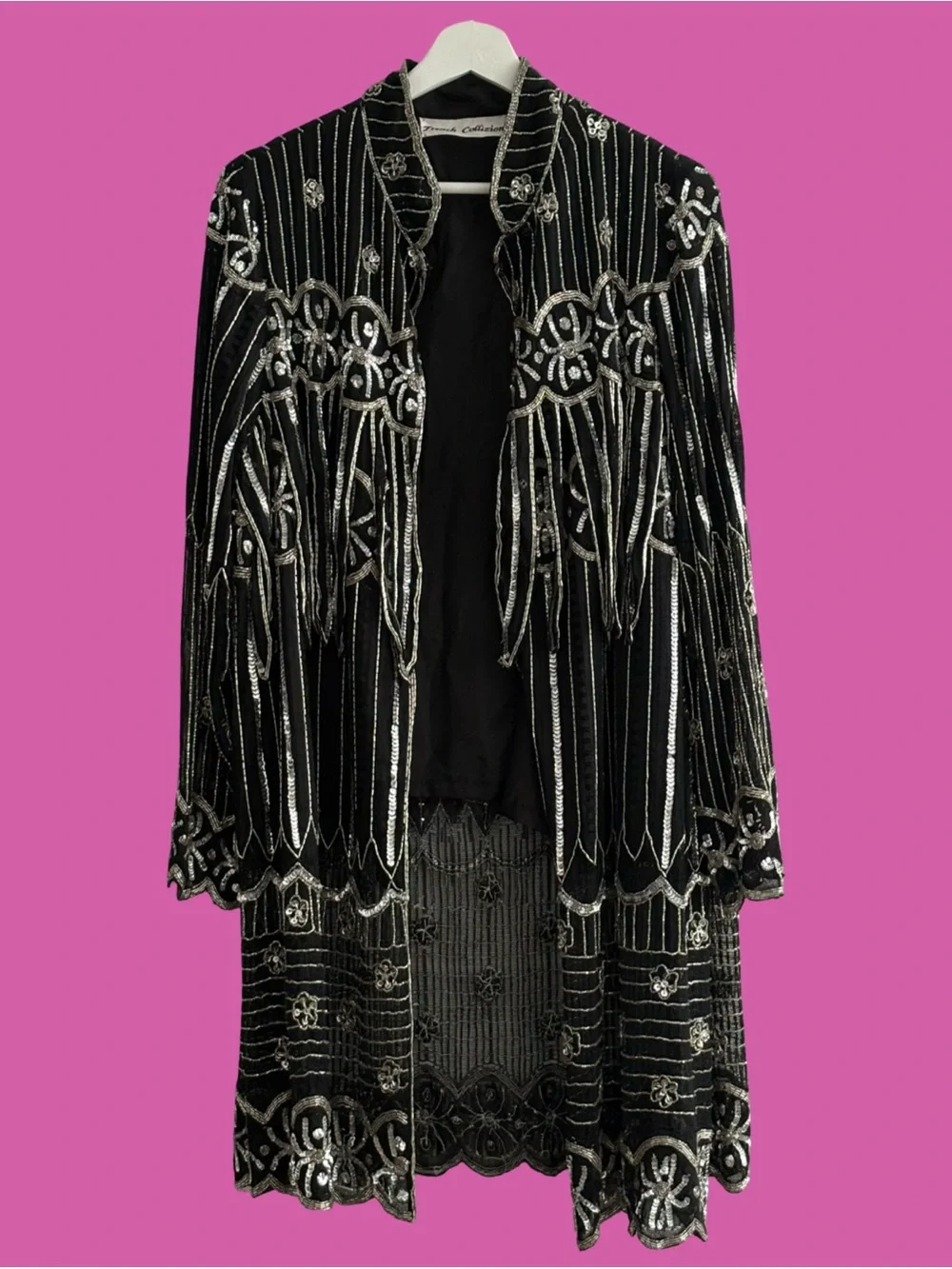 Vintage French Collizioni Hand Beaded & Sequined Duster Jacket